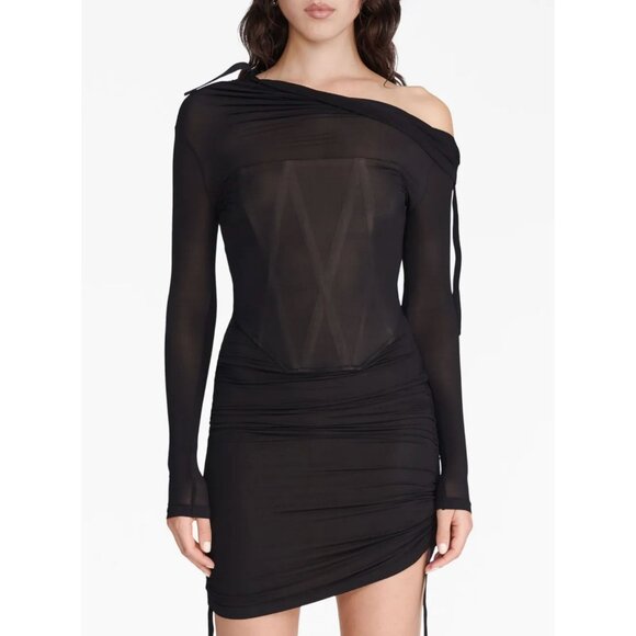 NWT DION LEE Off-the-Shoulder Corset Mini Dress 10 Convertible LBD Mall Goth - Picture 4 of 7